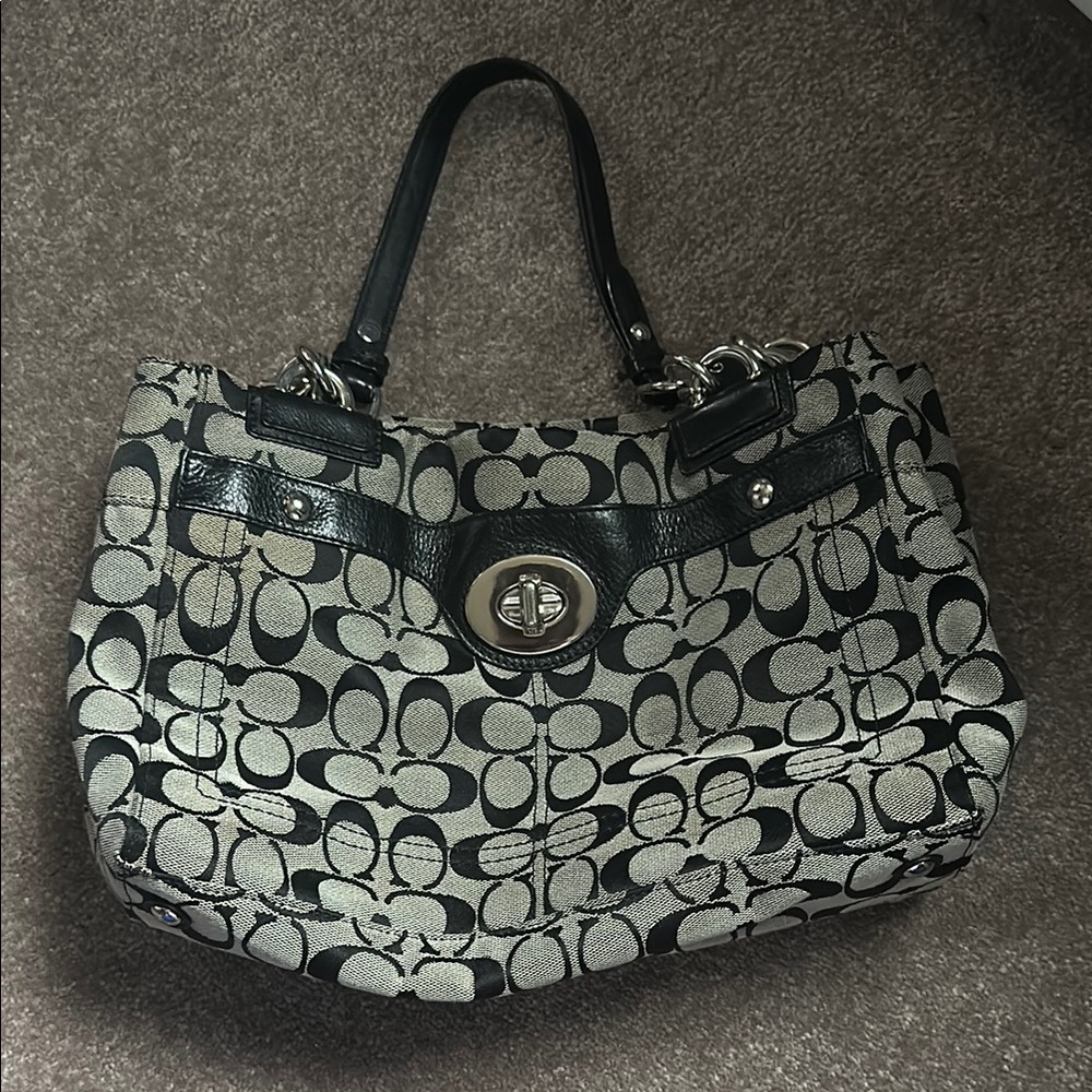 Coach Black and Gray Signature Tote Bag